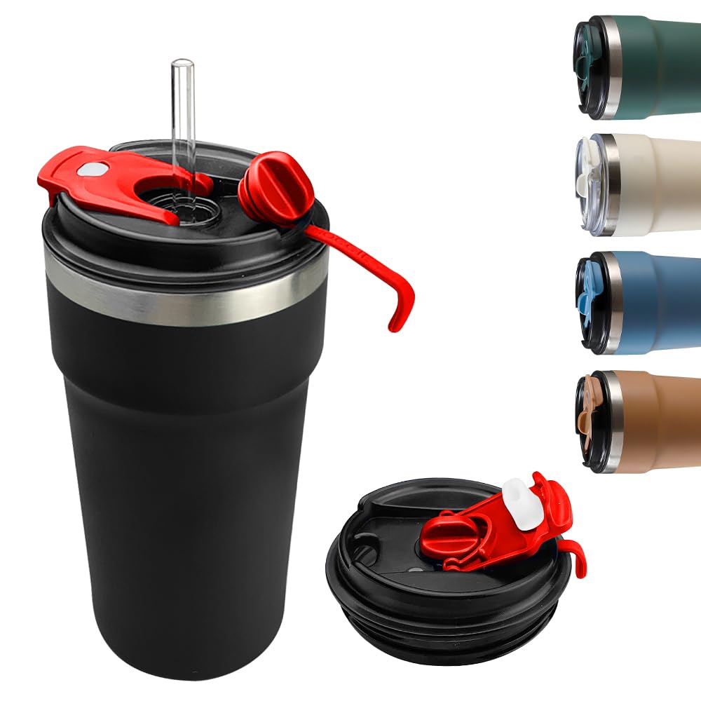 Travel coffee mugs leak-proof, reusable coffee cups with lids, stainless steel vacuum insulated coffee tumblers, thermal insulation cups for men & women keep drinks hot & cold(2nd-Green, 12OZ)