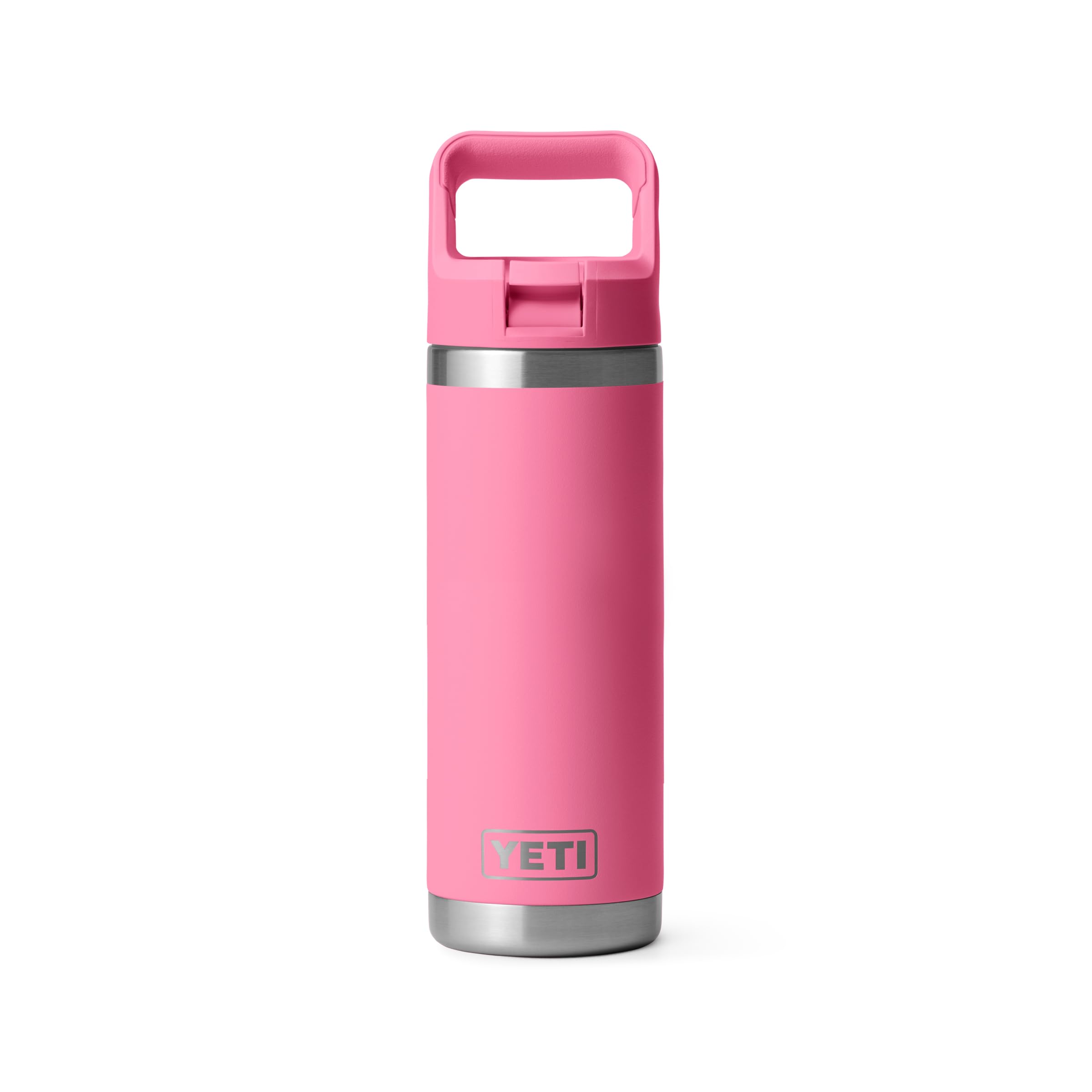 YETI Rambler 18 oz Bottle, Vacuum Insulated, Stainless Steel with Color Matching Straw Cap, Rescue Red