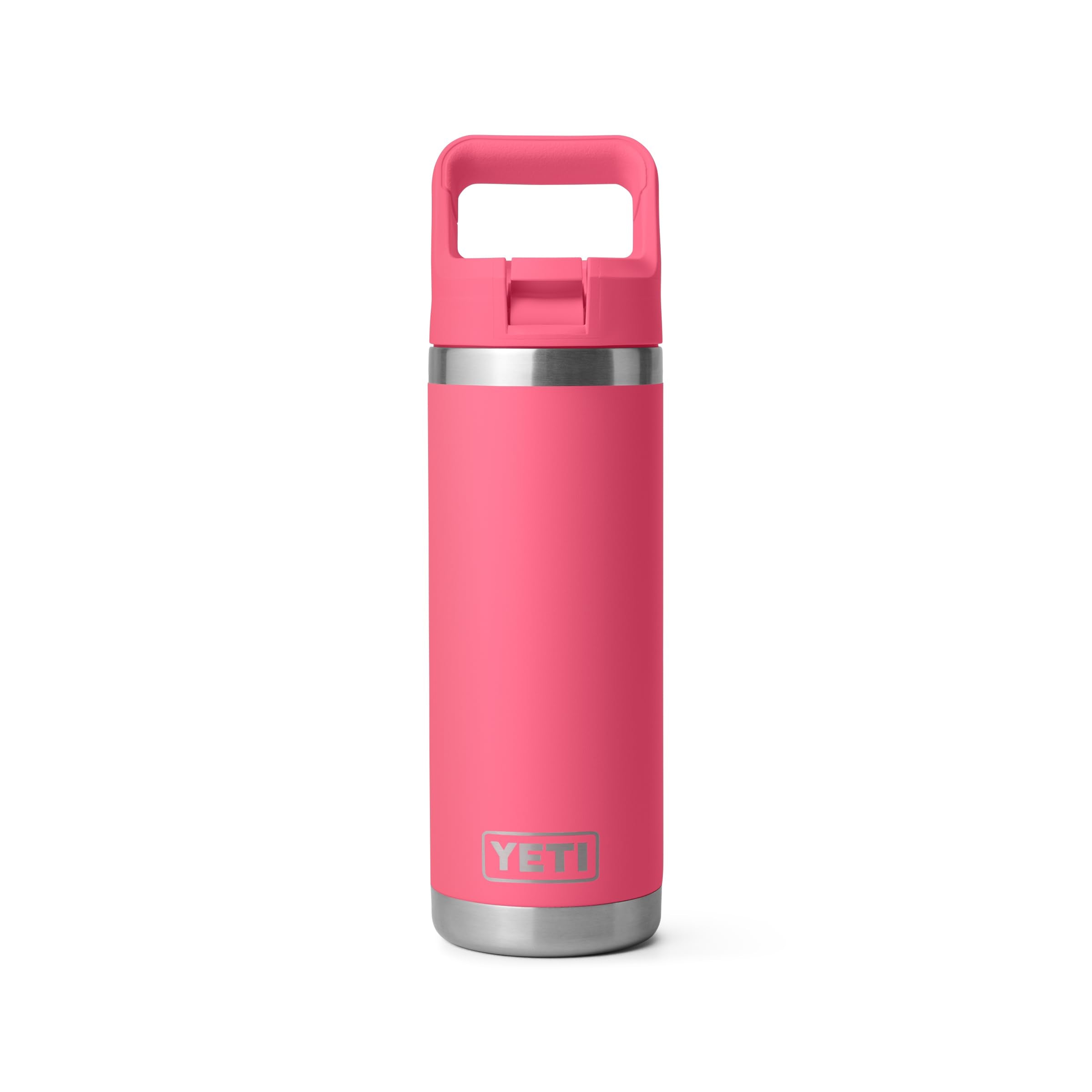 YETI Rambler 18 oz Bottle, Vacuum Insulated, Stainless Steel with Color Matching Straw Cap, Rescue Red