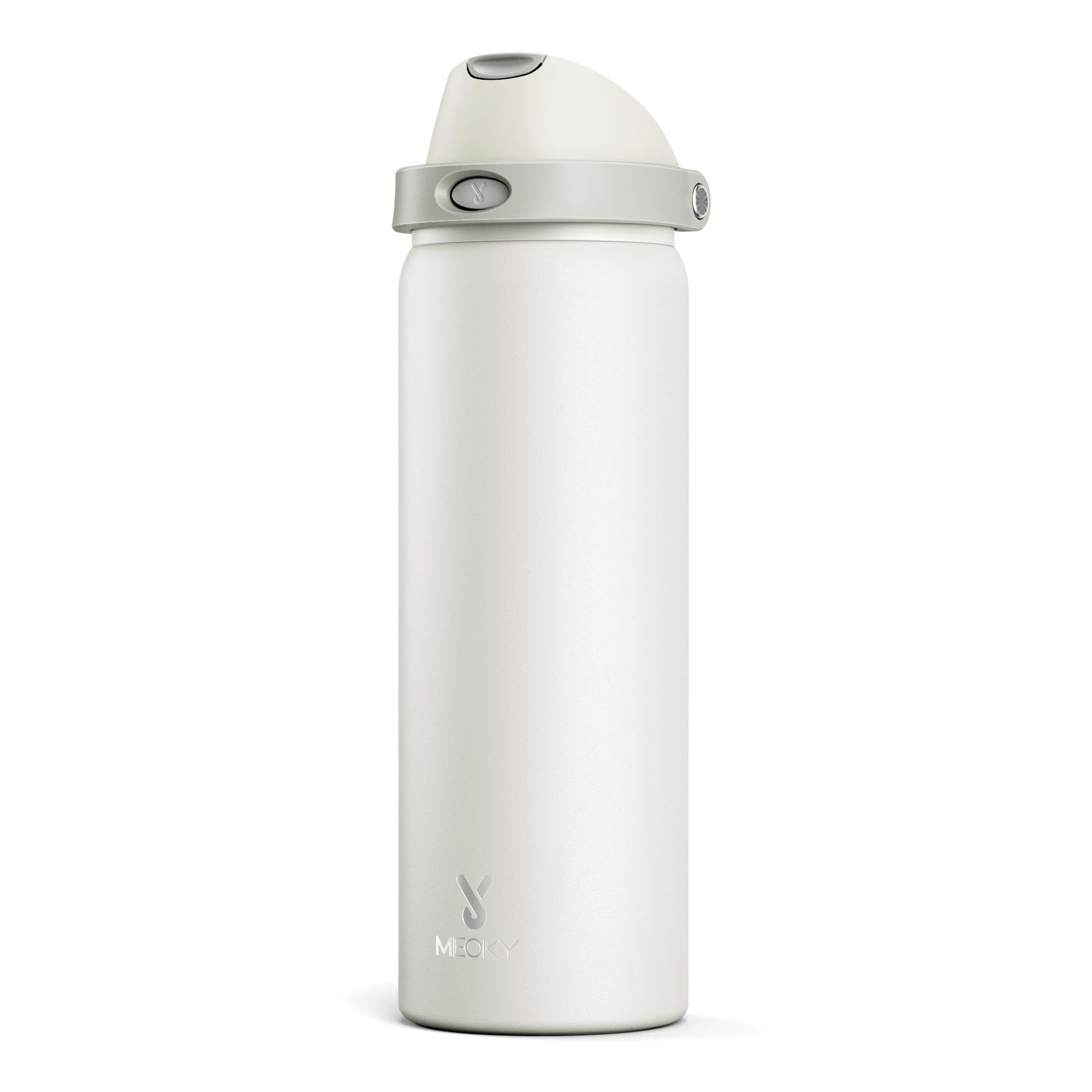 24 oz Insulated Water Bottle for Sports: Meoky Stainless Steel Water Bottle with 2-in-1 Straw and Spout Lid - Leak Proof, Cold for 24 Hours, Fits in Car Cup Holder, BPA-Free for Travel Gym, Night