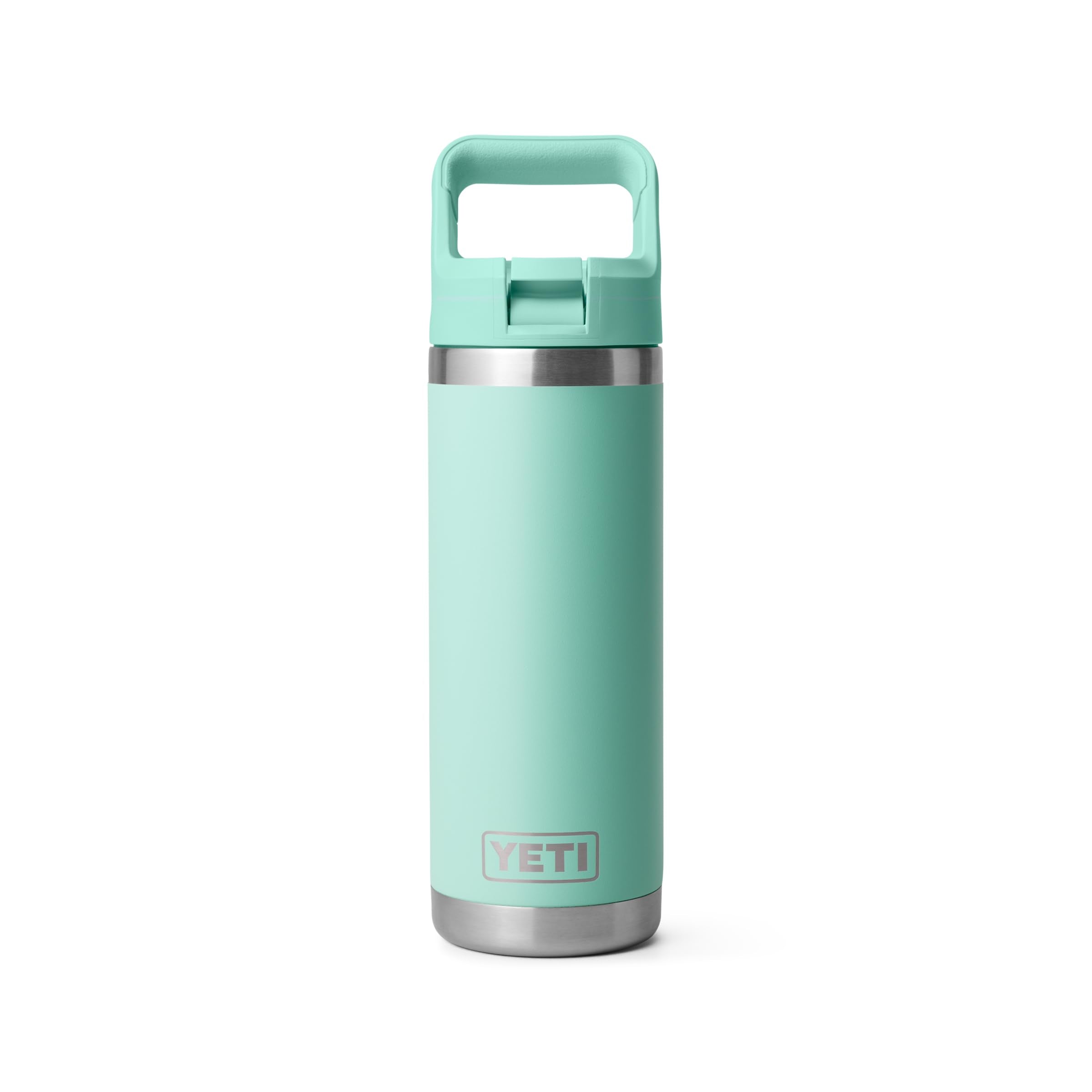 YETI Rambler 18 oz Bottle, Vacuum Insulated, Stainless Steel with Color Matching Straw Cap, Rescue Red