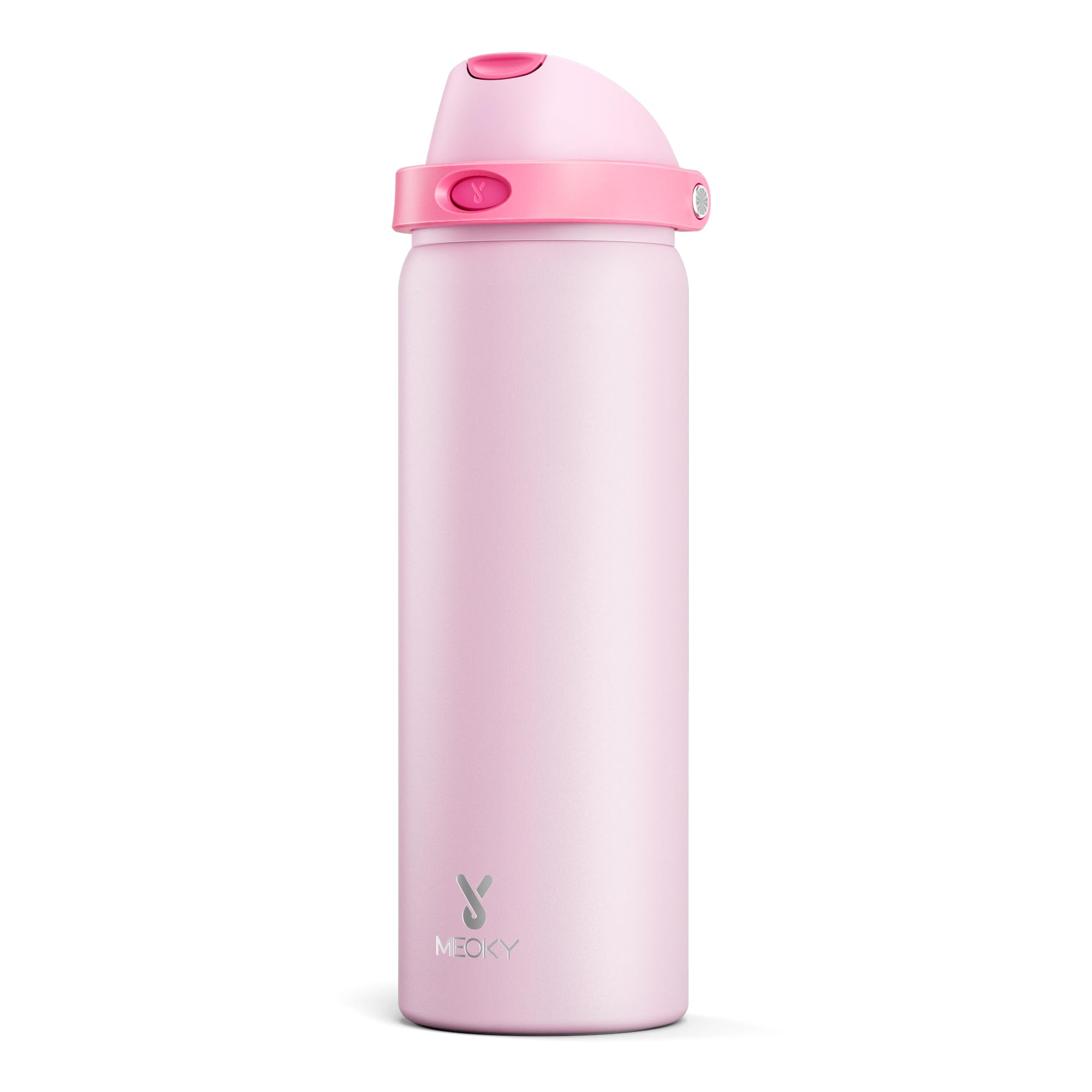 24 oz Insulated Water Bottle for Sports: Meoky Stainless Steel Water Bottle with 2-in-1 Straw and Spout Lid - Leak Proof, Cold for 24 Hours, Fits in Car Cup Holder, BPA-Free for Travel Gym, Night