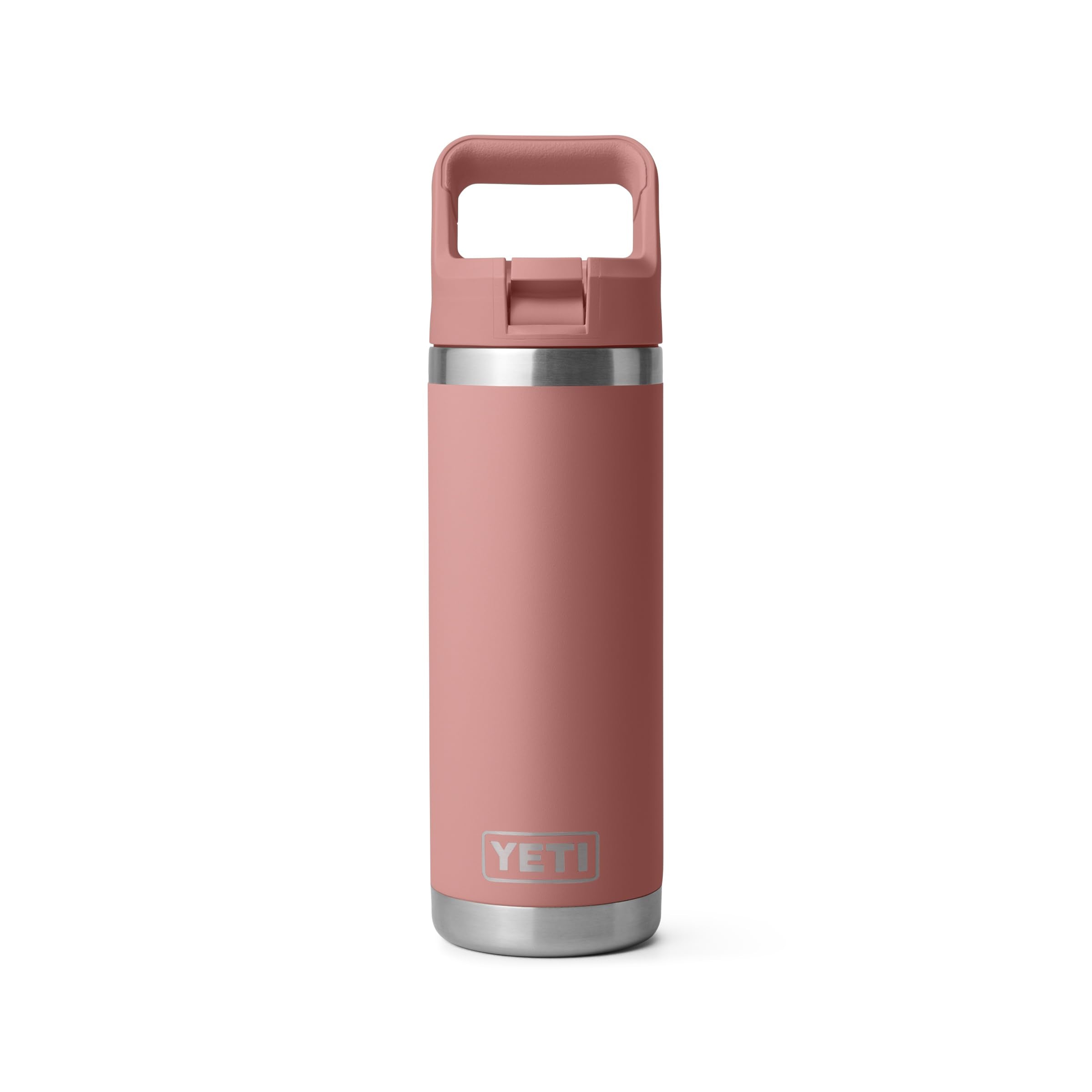 YETI Rambler 18 oz Bottle, Vacuum Insulated, Stainless Steel with Color Matching Straw Cap, Rescue Red
