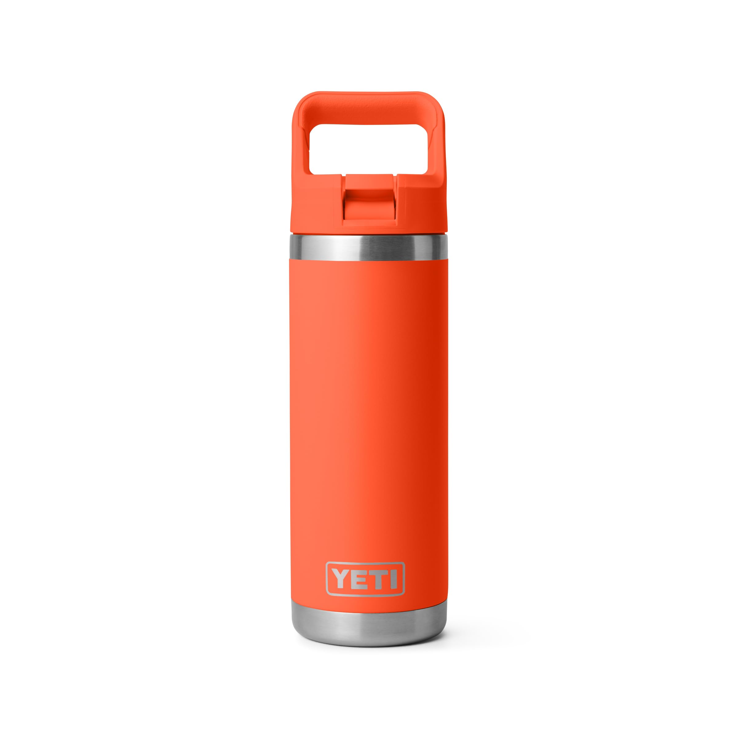 YETI Rambler 18 oz Bottle, Vacuum Insulated, Stainless Steel with Color Matching Straw Cap, Rescue Red