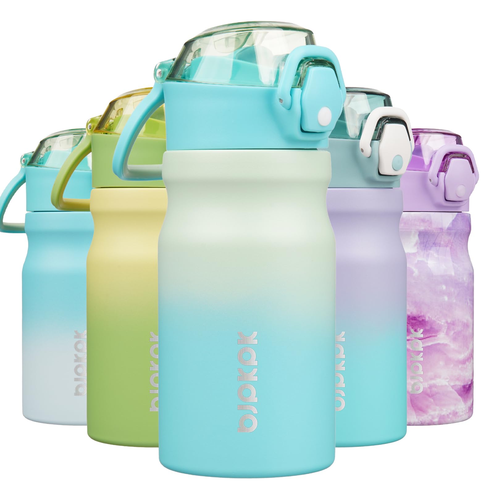 BJPKPK 18oz Insulated Water Bottle with Straw Stainless Steel Double Wall Water Bottles BPA Free Leak Proof Thermal Flask with Lockable Flip Lid and Soft Silicone Spout,Cherry Blossom
