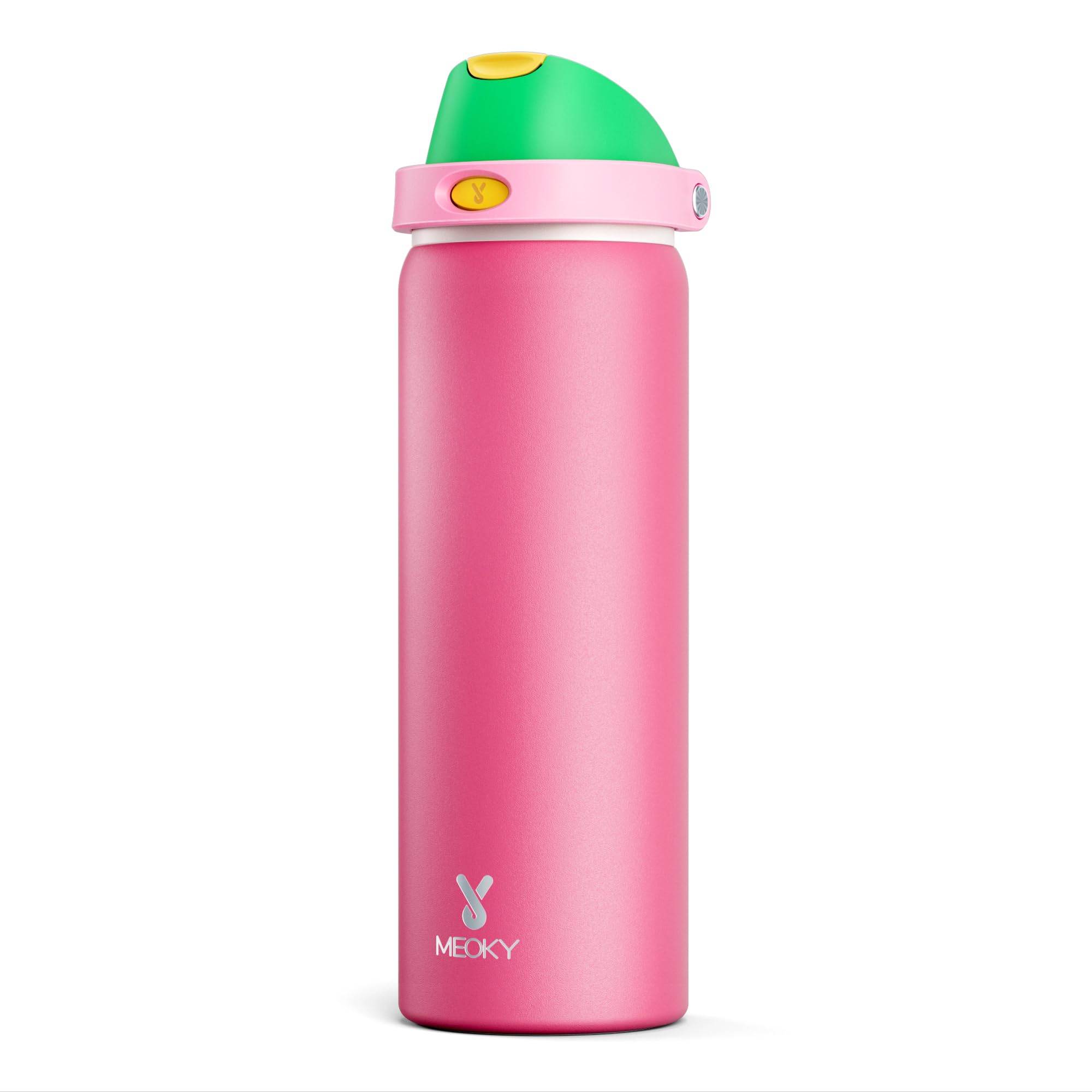 24 oz Insulated Water Bottle for Sports: Meoky Stainless Steel Water Bottle with 2-in-1 Straw and Spout Lid - Leak Proof, Cold for 24 Hours, Fits in Car Cup Holder, BPA-Free for Travel Gym, Night