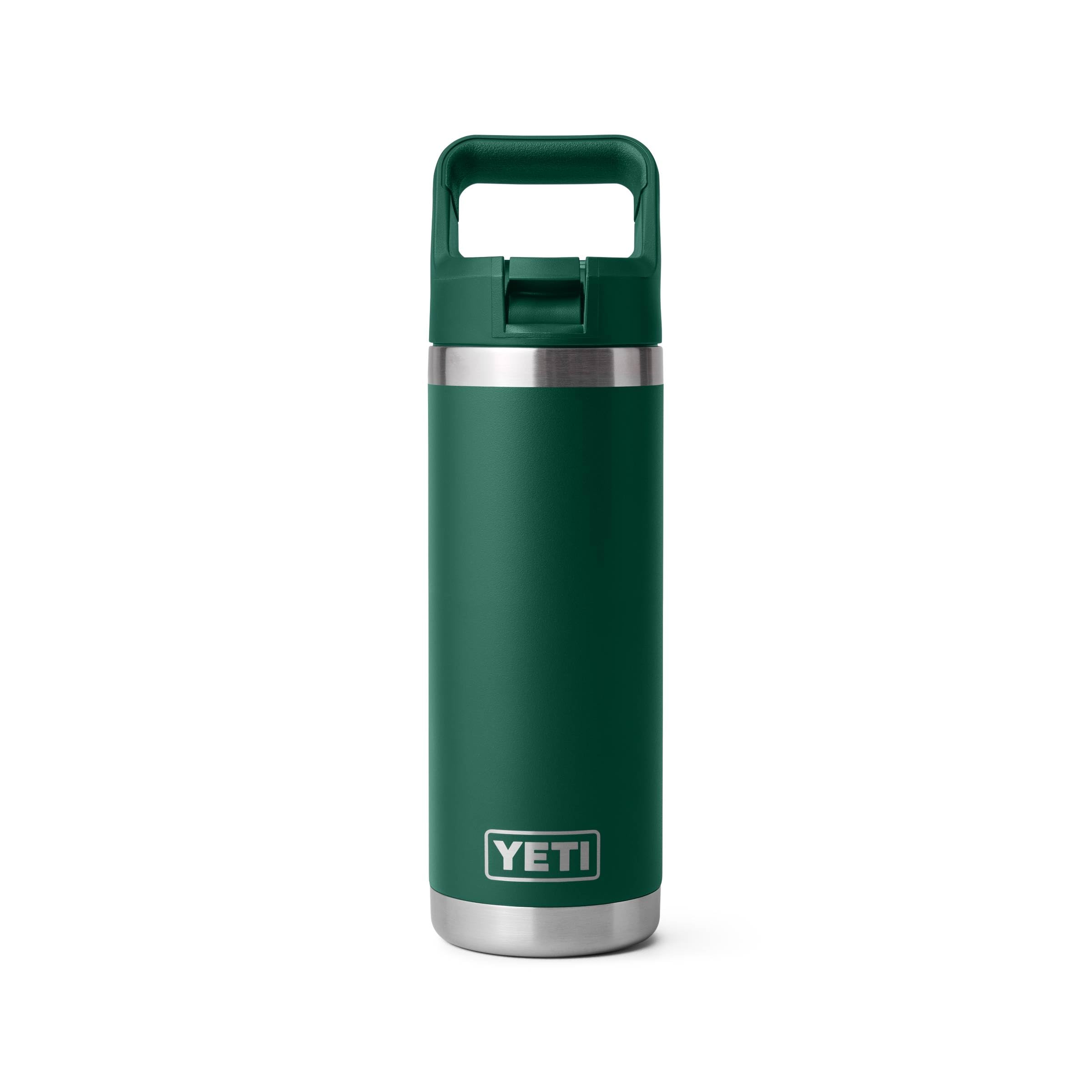 YETI Rambler 18 oz Bottle, Vacuum Insulated, Stainless Steel with Color Matching Straw Cap, Rescue Red