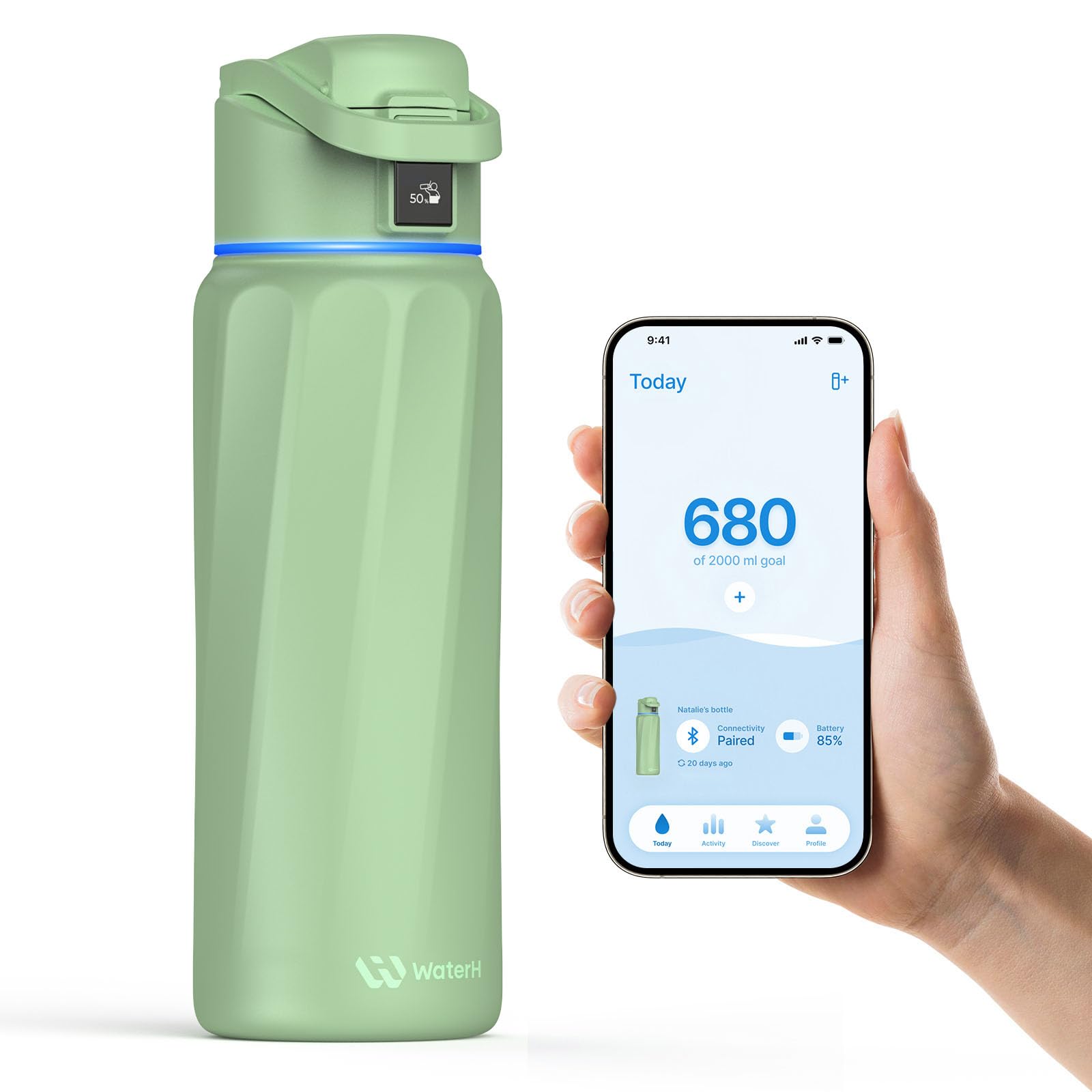 BOOST Smart Water Bottle with Reminder & Tracker, Double Wall Vacuum Insulated Bottles Stainless Steel, 32oz BPA-Free Wide Mouth for School, Gym, Office, Ideal for Mother's Day