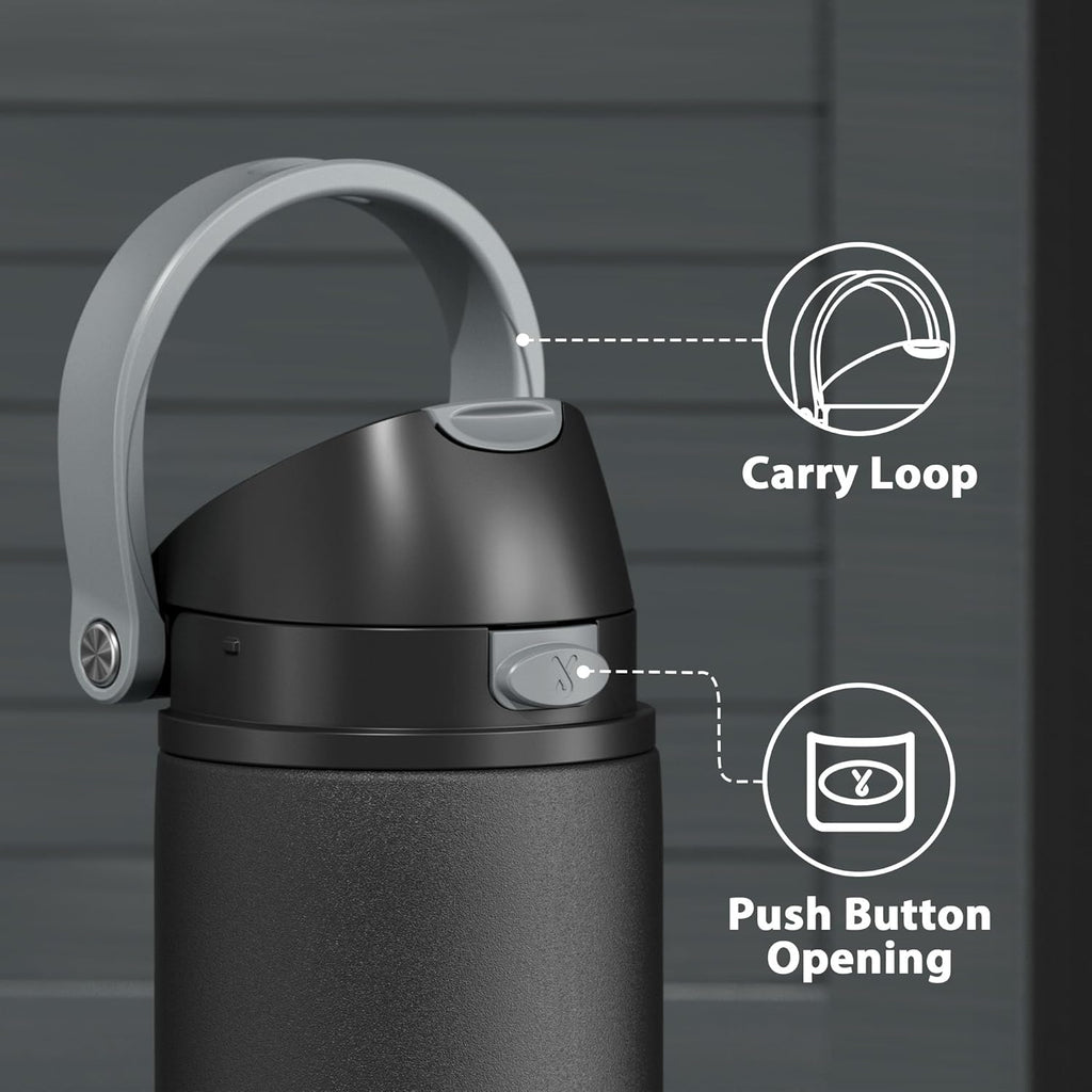 24 oz Insulated Water Bottle for Sports: Meoky Stainless Steel Water Bottle with 2-in-1 Straw and Spout Lid - Leak Proof, Cold for 24 Hours, Fits in Car Cup Holder, BPA-Free for Travel Gym, Night