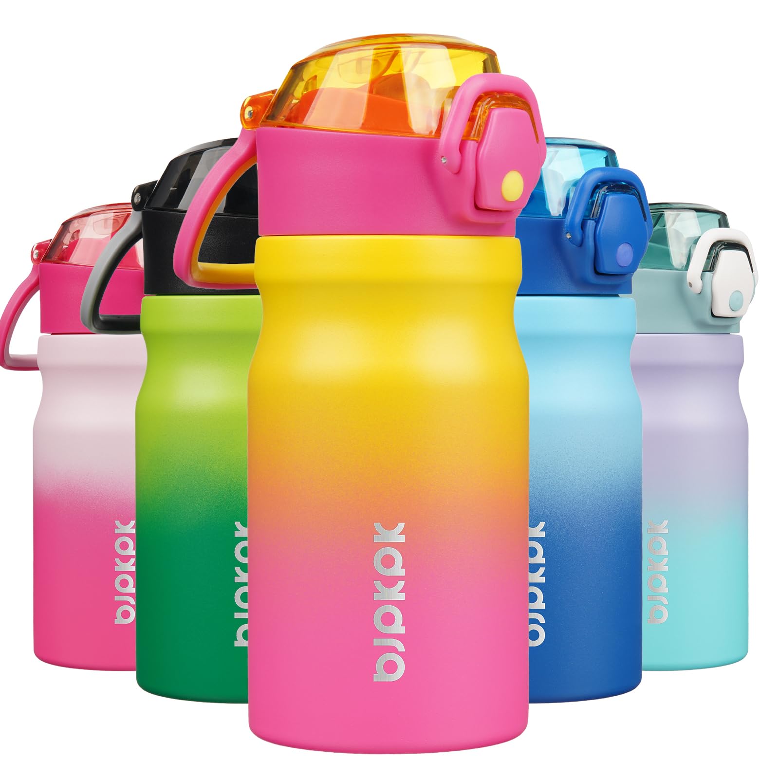 BJPKPK 18oz Insulated Water Bottle with Straw Stainless Steel Double Wall Water Bottles BPA Free Leak Proof Thermal Flask with Lockable Flip Lid and Soft Silicone Spout,Cherry Blossom