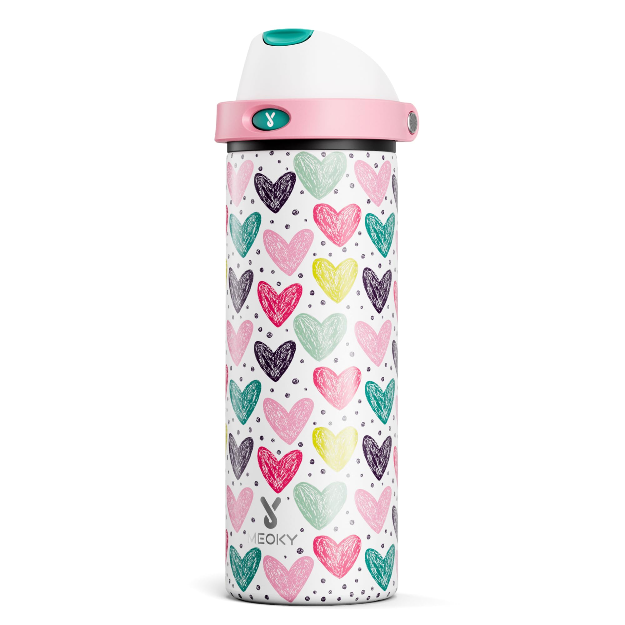 24 oz Insulated Water Bottle for Sports: Meoky Stainless Steel Water Bottle with 2-in-1 Straw and Spout Lid - Leak Proof, Cold for 24 Hours, Fits in Car Cup Holder, BPA-Free for Travel Gym, Night