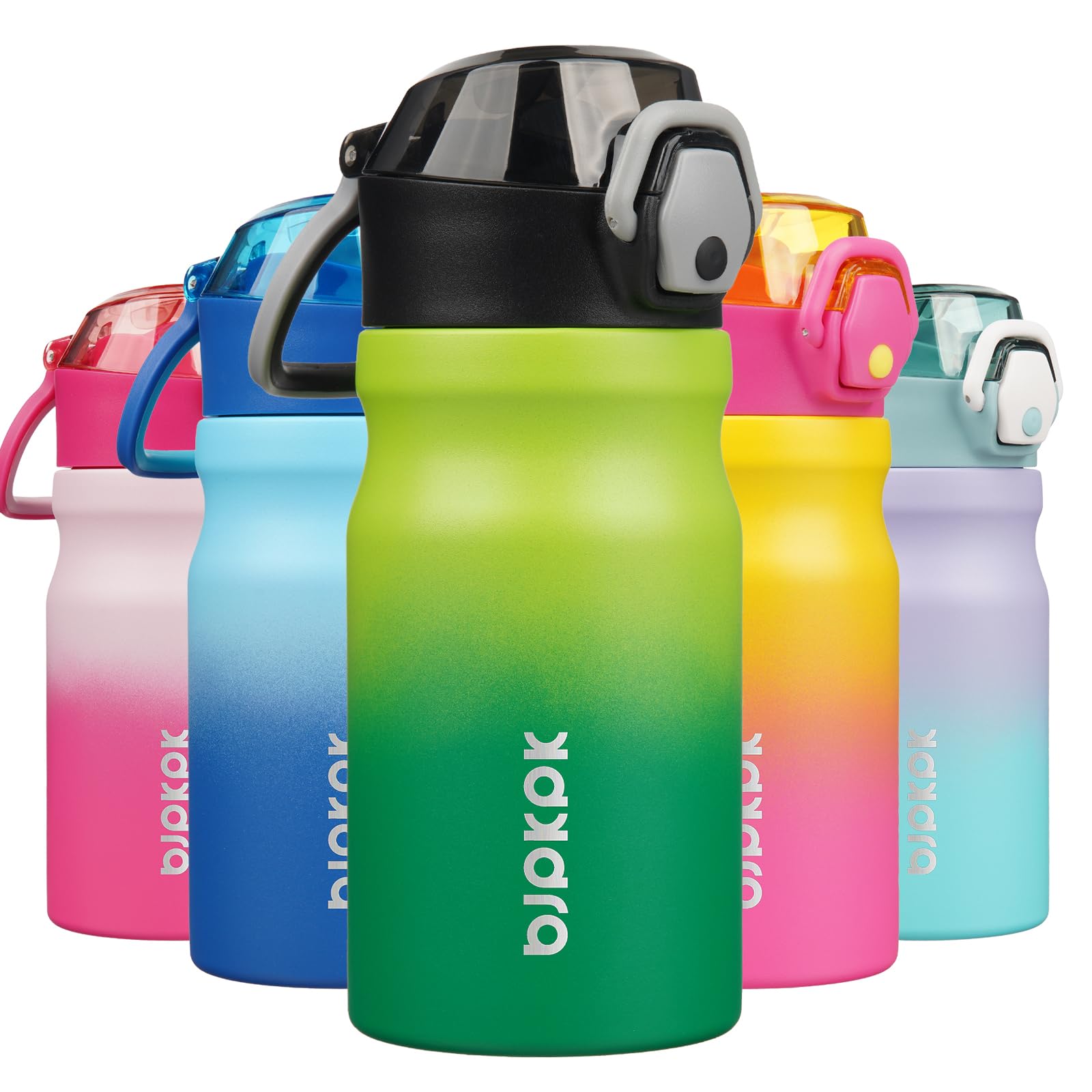 BJPKPK 18oz Insulated Water Bottle with Straw Stainless Steel Double Wall Water Bottles BPA Free Leak Proof Thermal Flask with Lockable Flip Lid and Soft Silicone Spout,Cherry Blossom