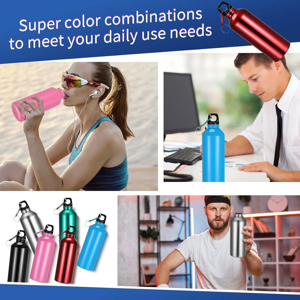 Yaomiao 36 Pcs Lightweight Aluminum Water Bottle Bulk 17 oz Leak Proof Bike Water Sports Bottles with Buckle and Twist Cap Team Reusable for Sports Gym Bicycle Camping (Fashion Tones)