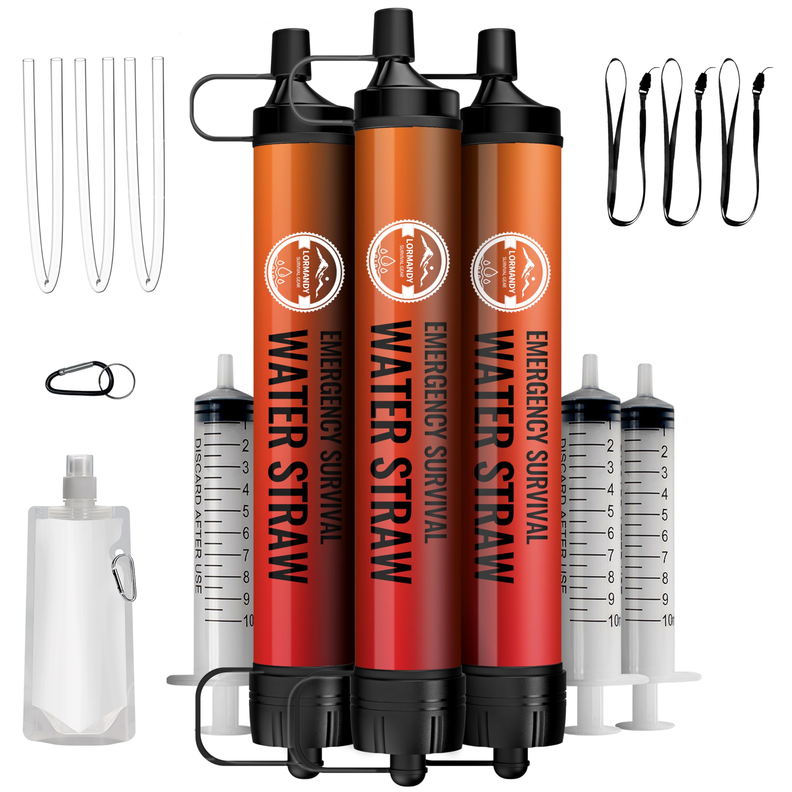 Straw Water Filter 5 Pack – Outdoor Camping & Hiking Survival Gear Kit for Family Use, Ultra-Light Personal Filter Straws for Backpacking, Travel, Bug-Out Bags and Emergency Preparedness